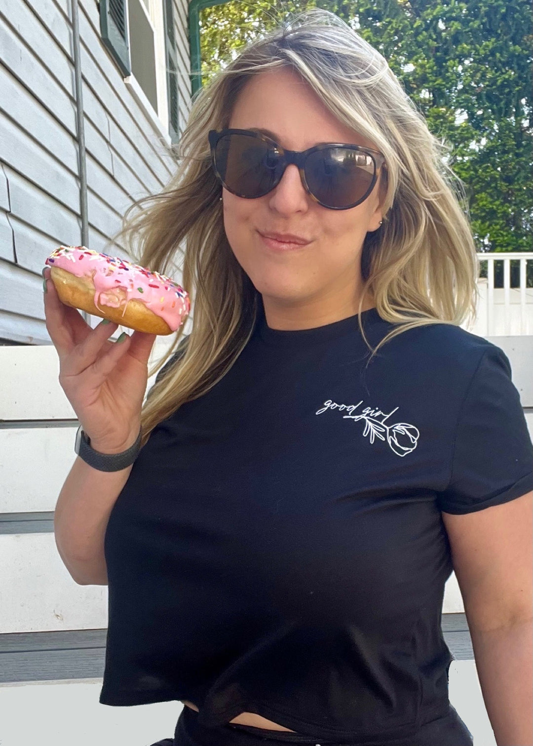 Good Girl Embroidered Crop Tee
