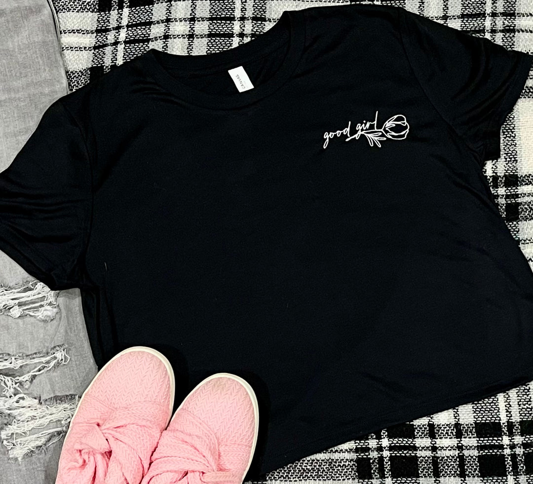 Good Girl Embroidered Crop Tee